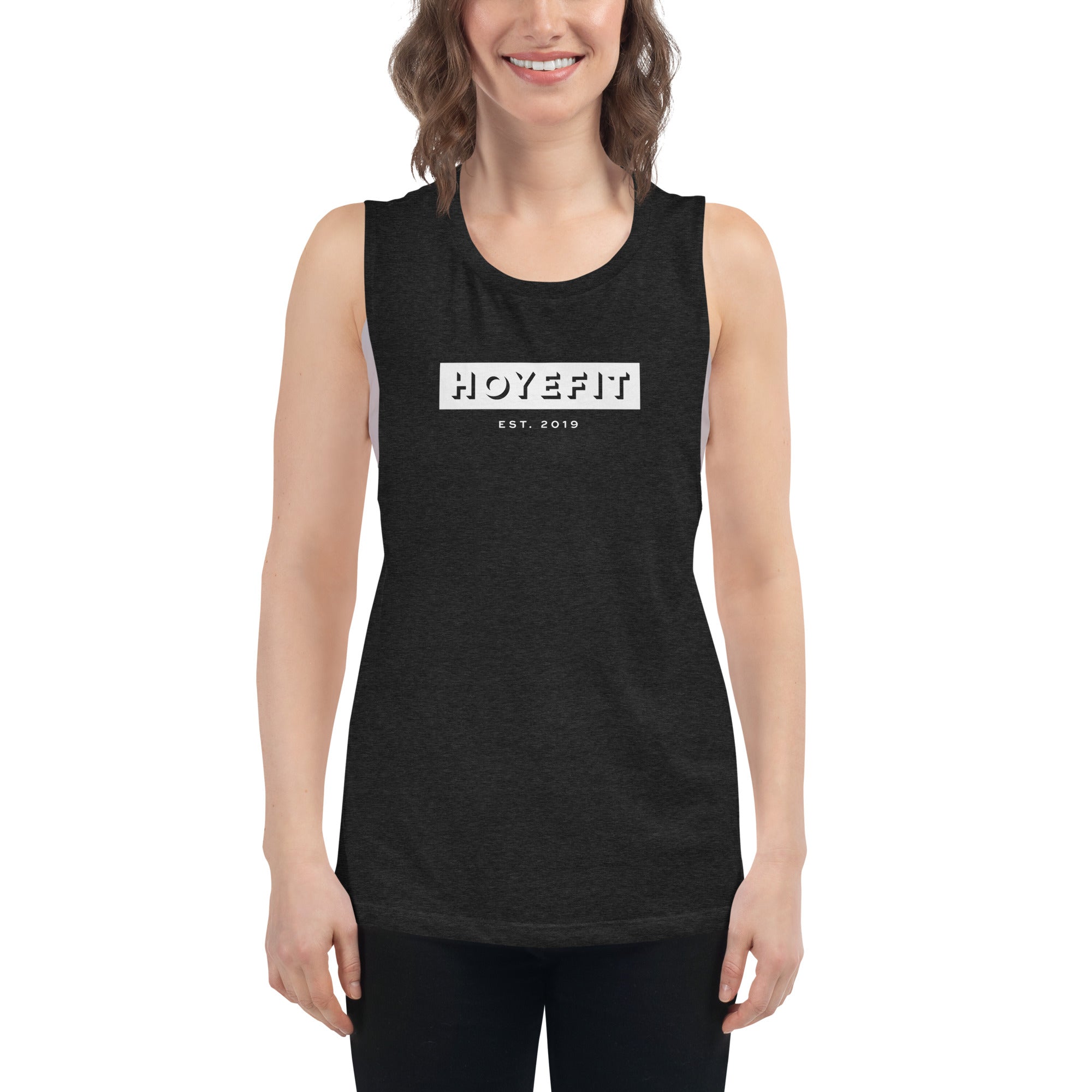 Hoye Fit Drop Logo - Dark Tank with White Print