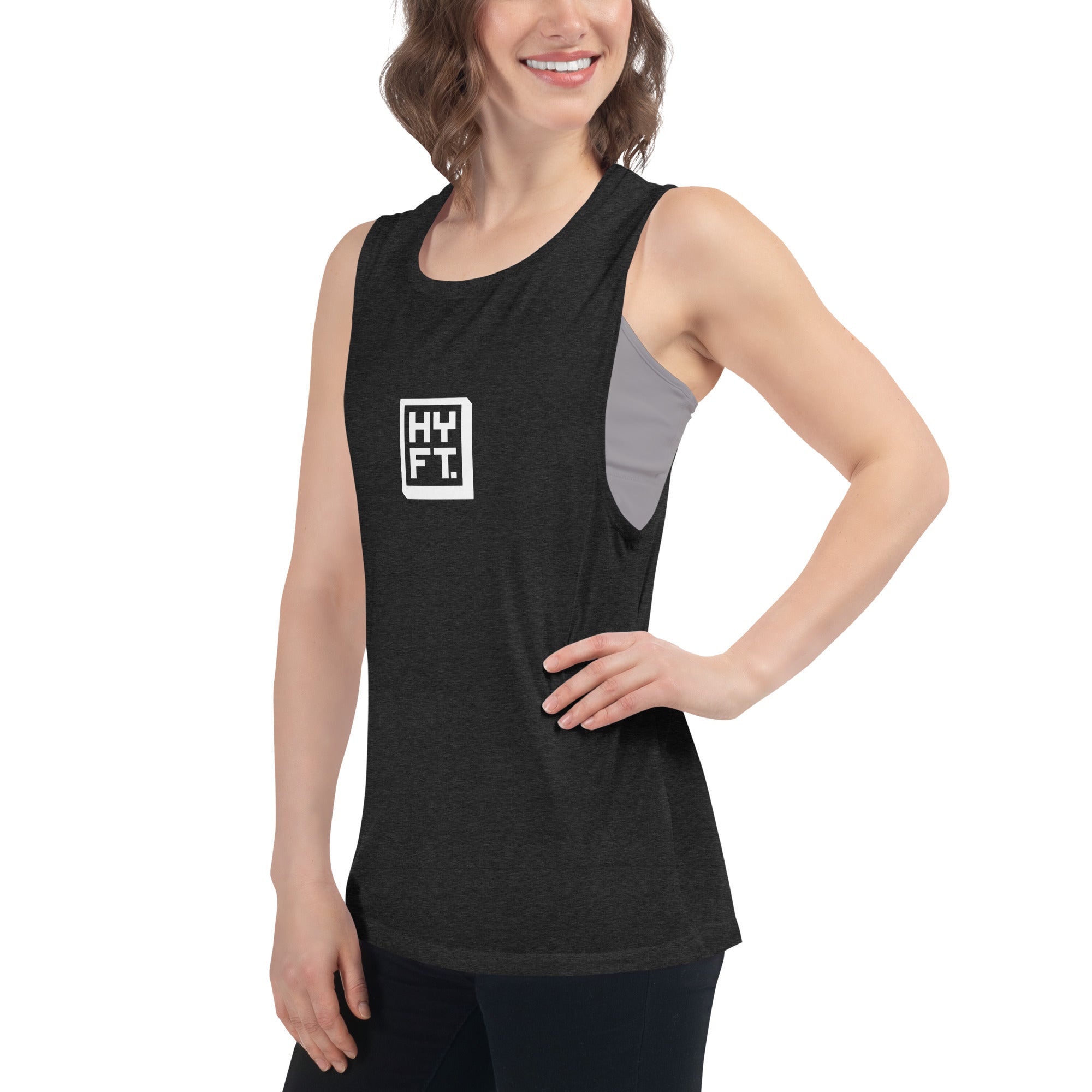 Hoye Fit Boxed Logo - Dark Tanks with White Print