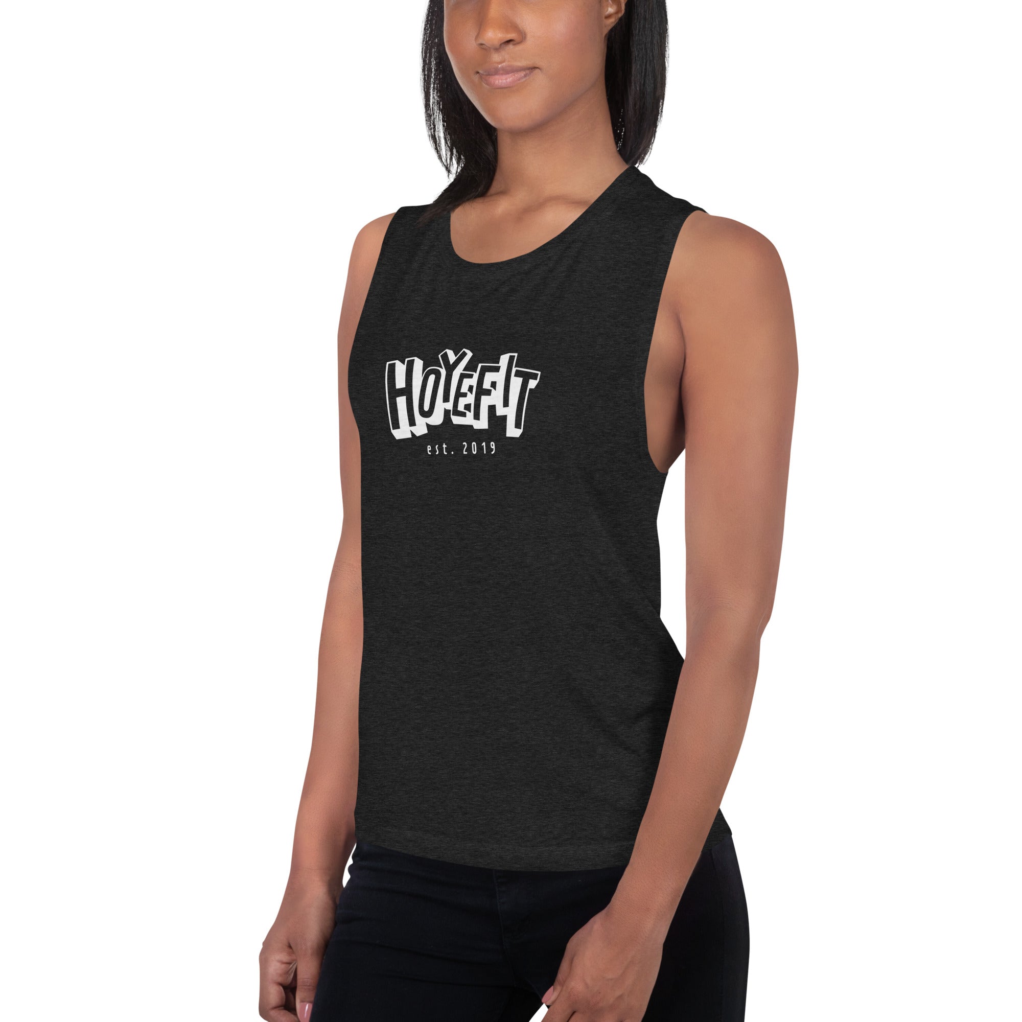 Hoye Fit Block Logo - Dark Tanks with White Print
