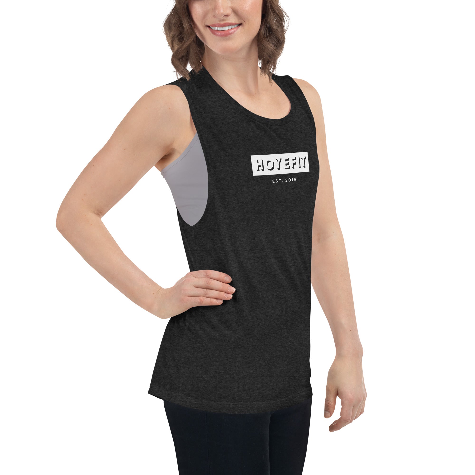 Hoye Fit Drop Logo - Dark Tank with White Print