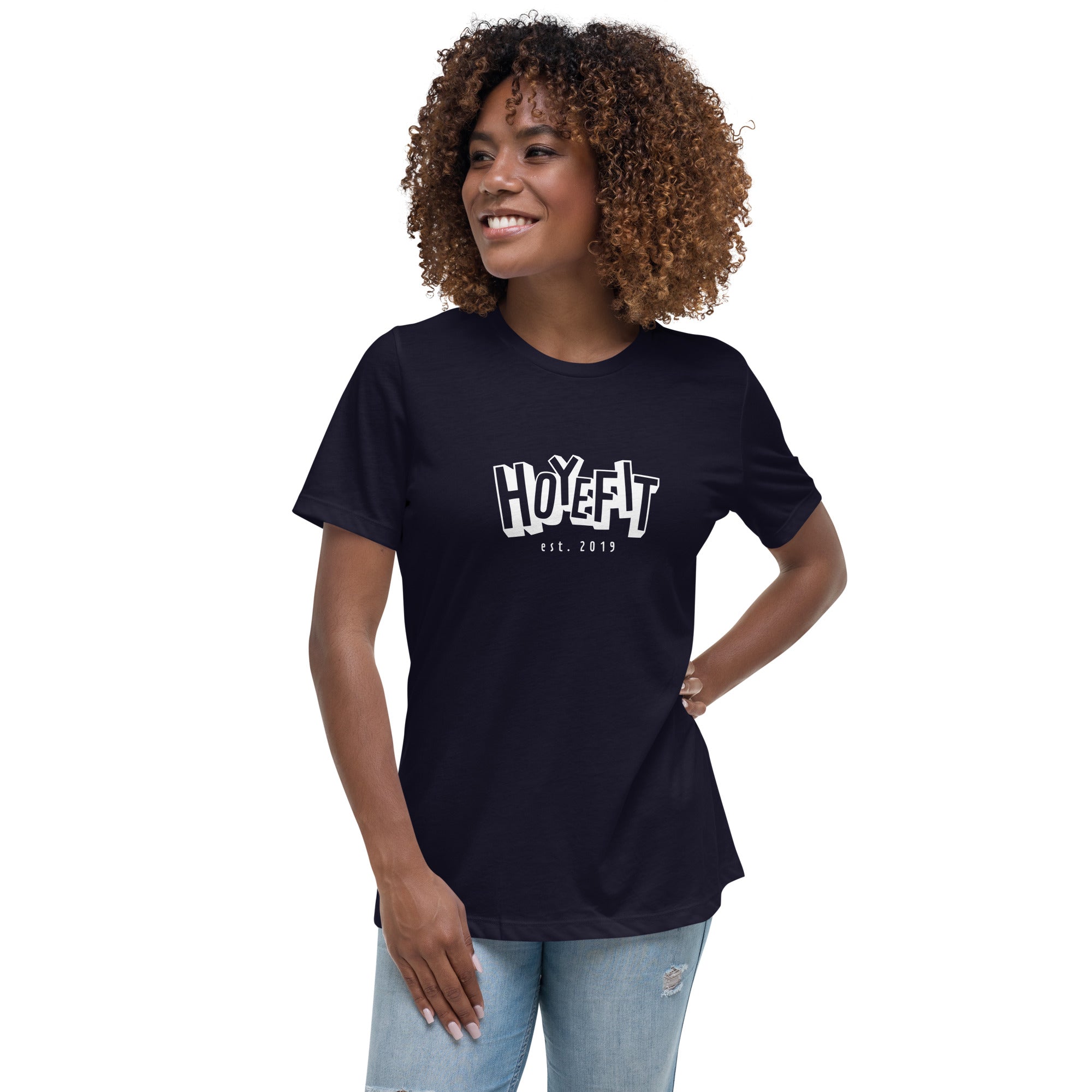 Hoye Fit Block Logo - Dark Shirts with White Print